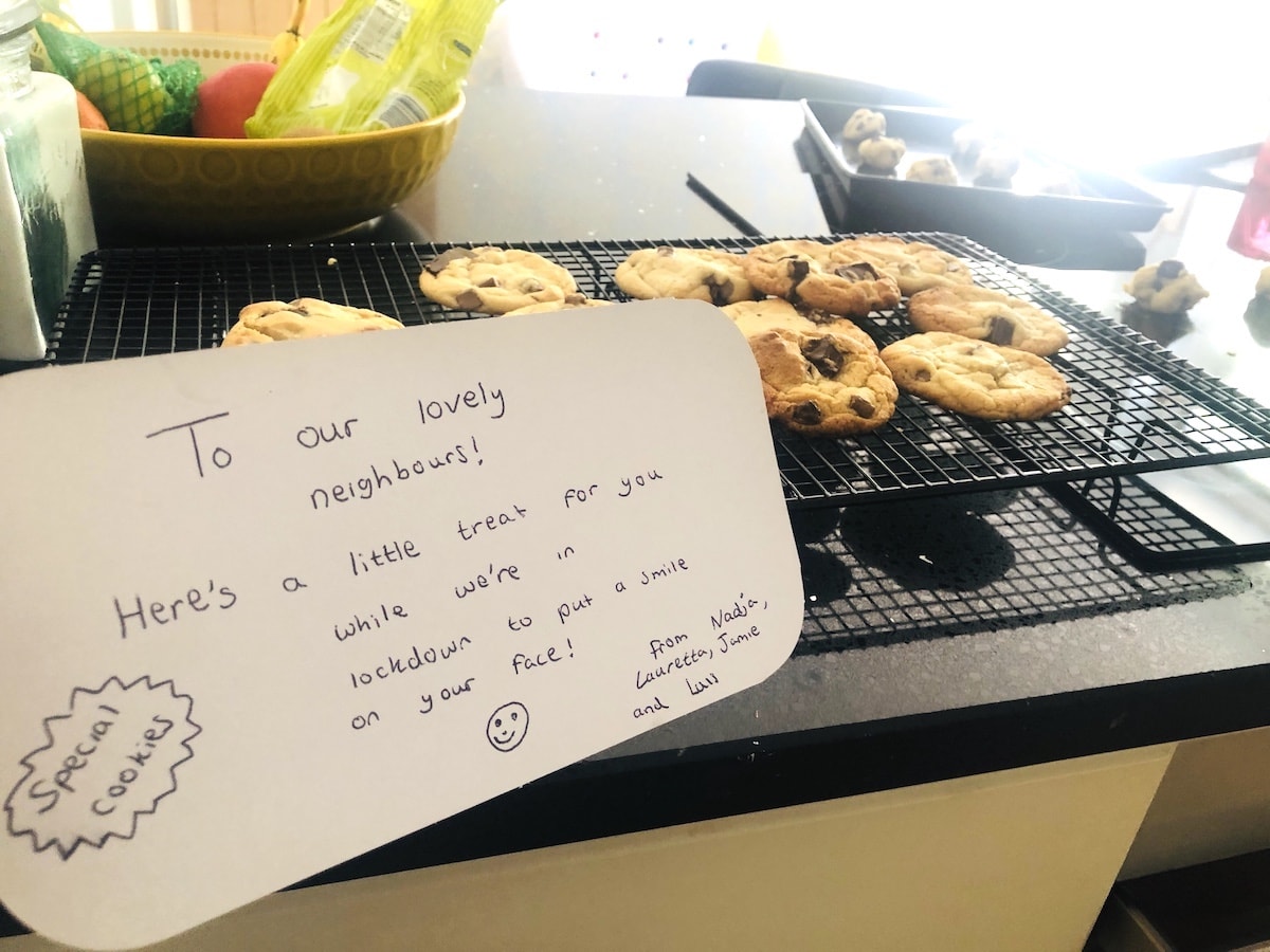 Making cookies for neighbours in lockdown